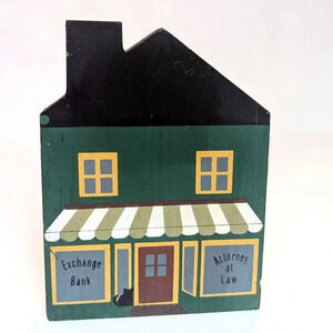 Cat's Meow Vintage 1984 Signed 1985 Attorney Bank Green House 4.75" x 3.5"